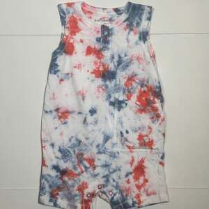 Burt's Bees Baby Red White Blue Tie-Dye Romper Size 12M